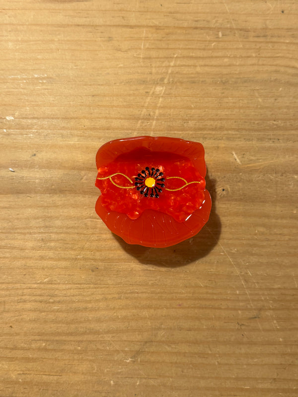 Pinza de Pelo Flor Amapola Rojo