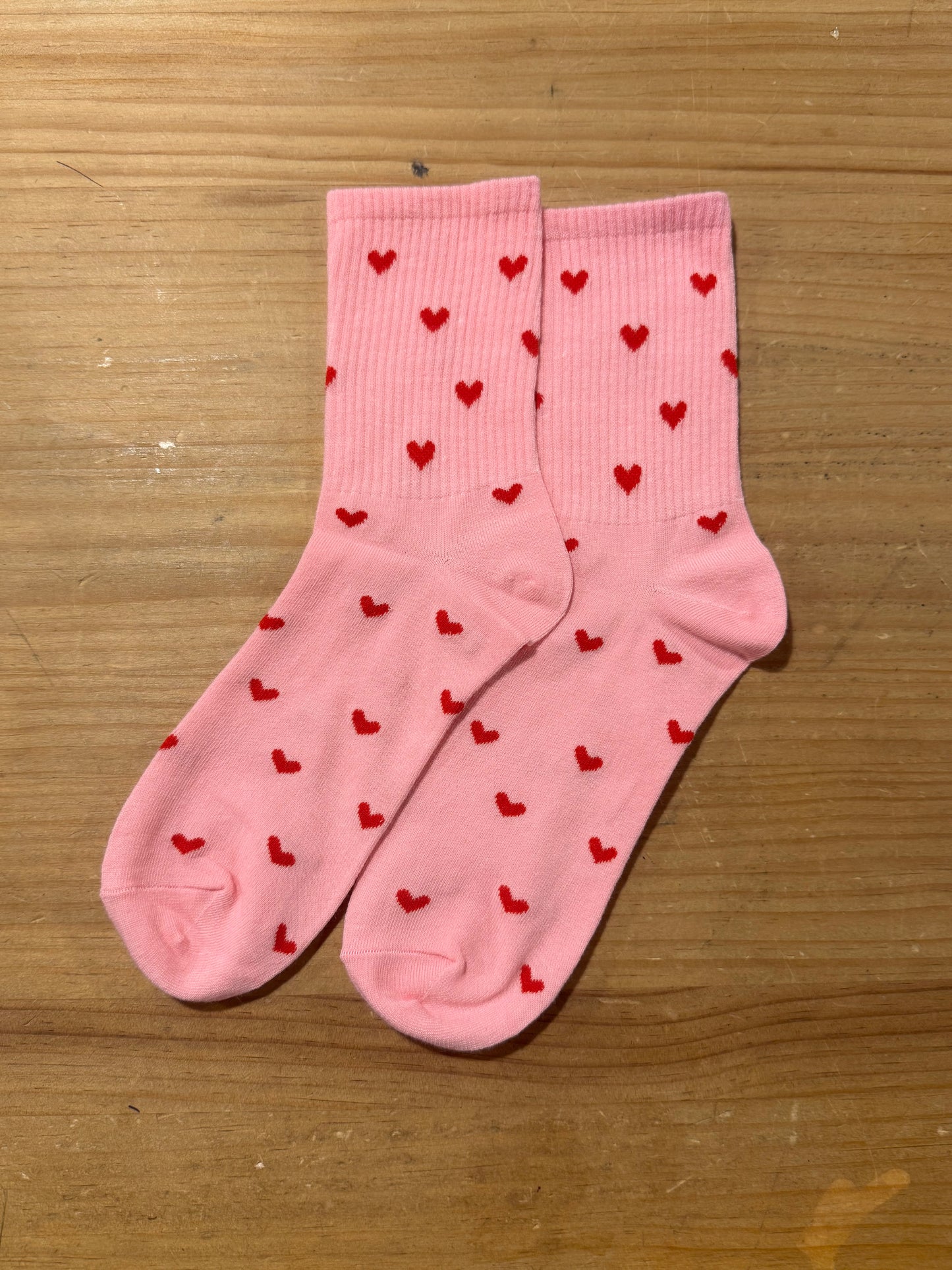 Calcetines Rosa Corazones Rojos