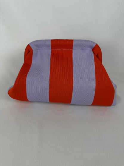 Clutch Bolso de Mano Rayas Lavanda y Rojo