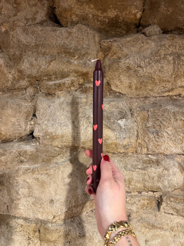 Vela de Candelabro Morado Corazón Rojo