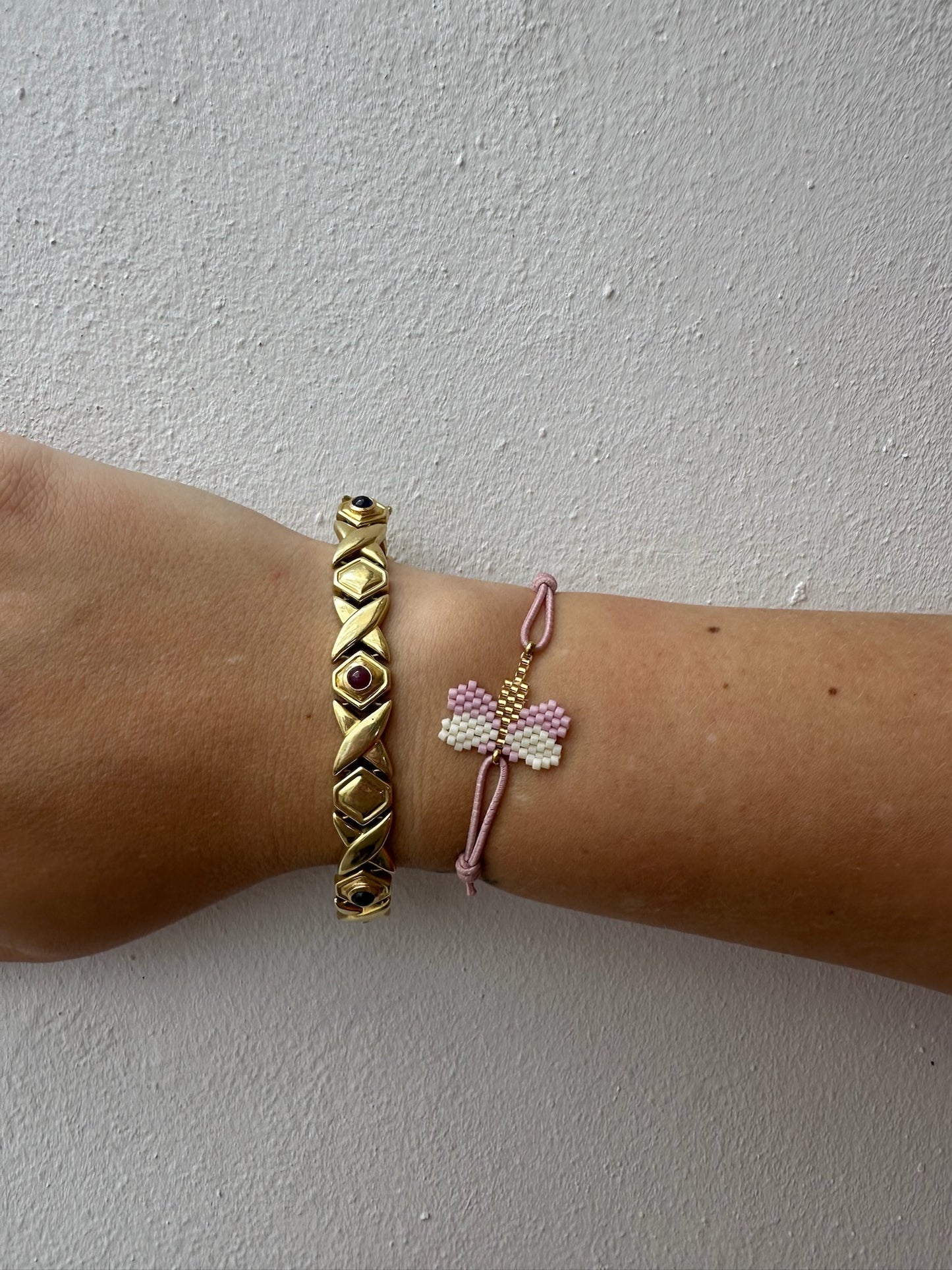 Pulsera Elástica Miyuki Libélula Rosa