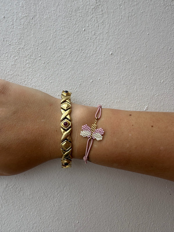 Pulsera Elástica Miyuki Libélula Rosa