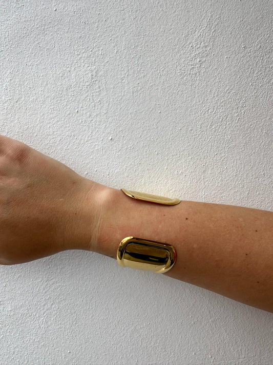 Pulsera Dorada Ancha Efecto Servilletero