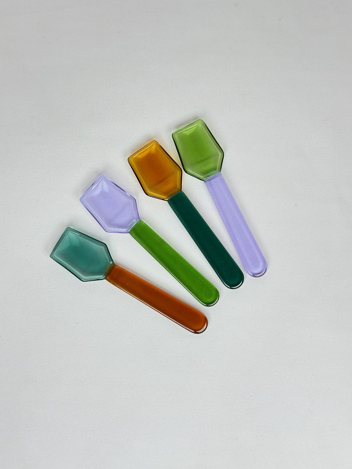 Cuchara Cristal Helado Marrón y Verde