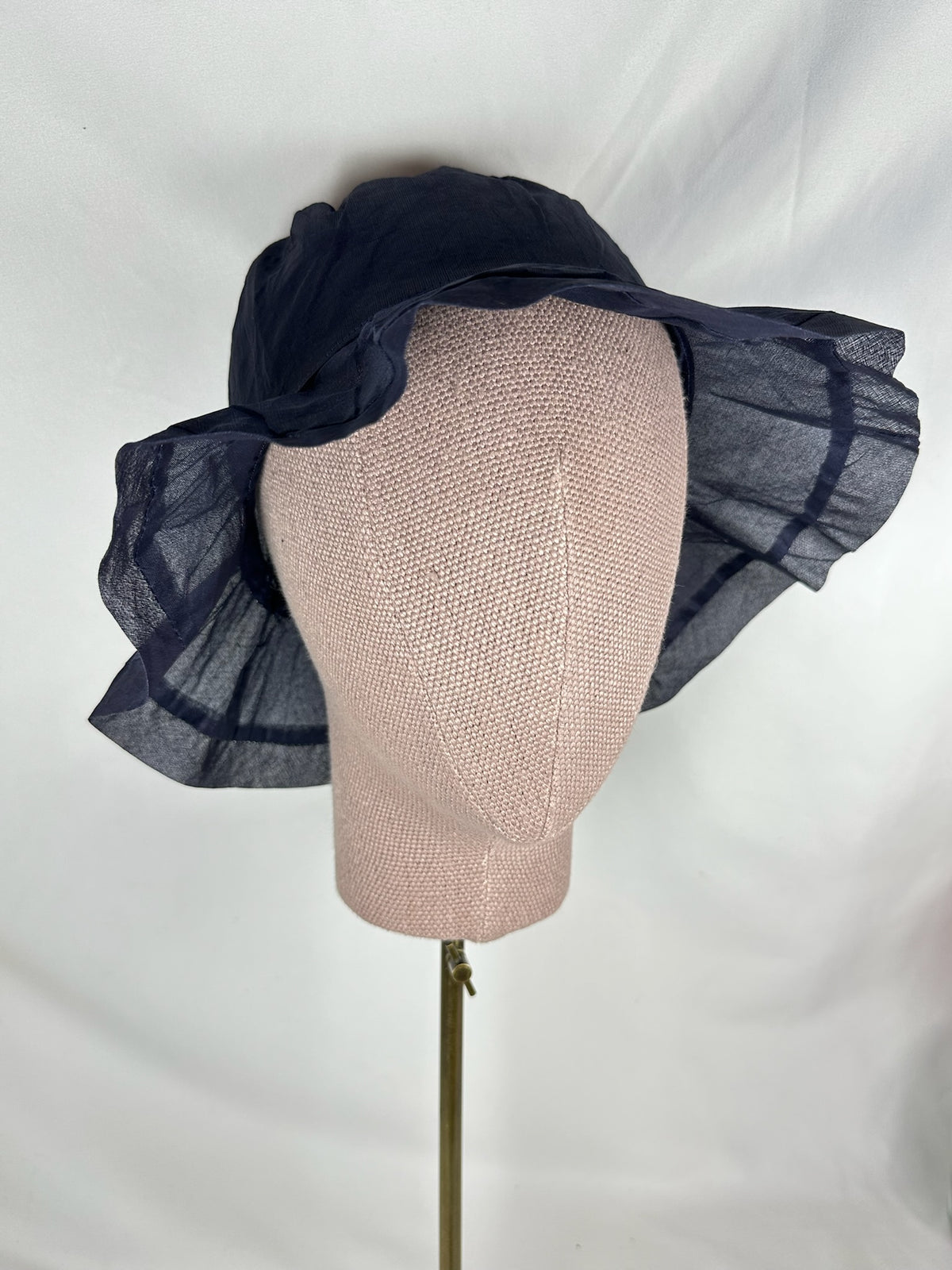 Navy Blue Short Brim Linen Hat