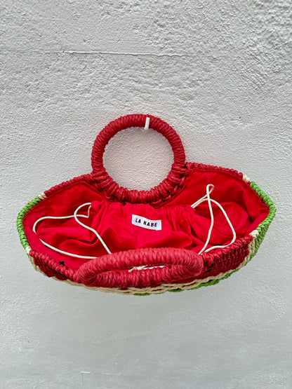 Bolso Capazo Yute Forma de Sandía con Forro
