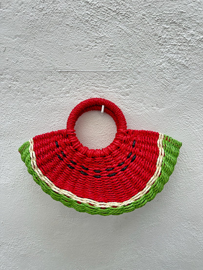 Bolso Capazo Yute Forma de Sandía con Forro