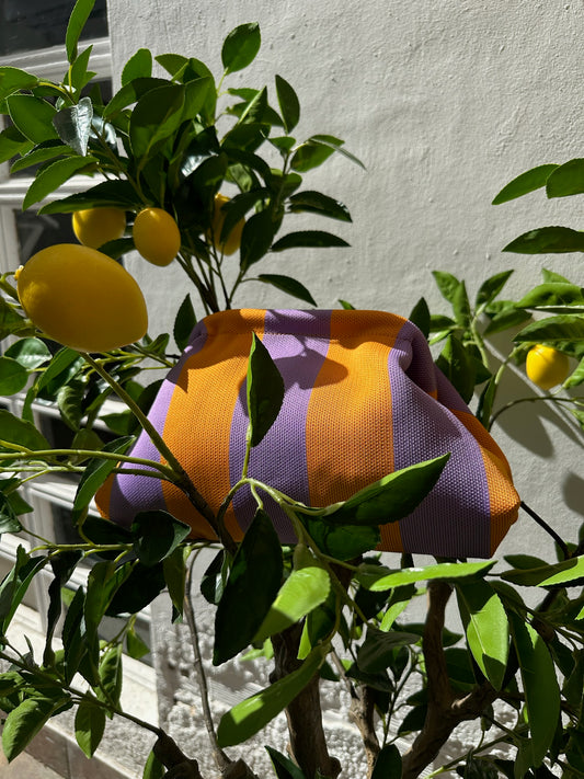 Clutch Bolso de Mano Rayas Morado Naranja Claro Amarillo