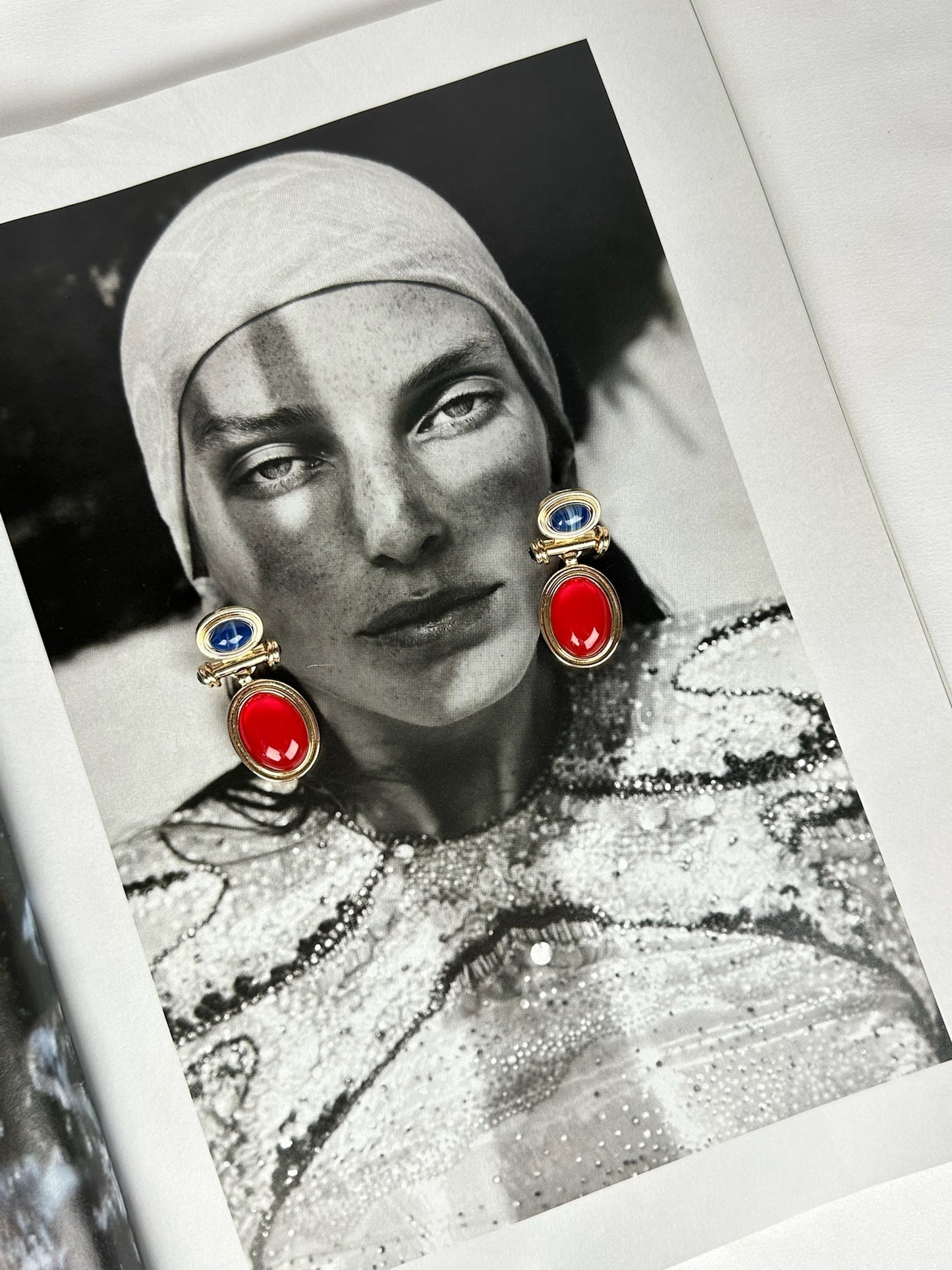 Pendientes Vintage Piedra Naranja y Azul