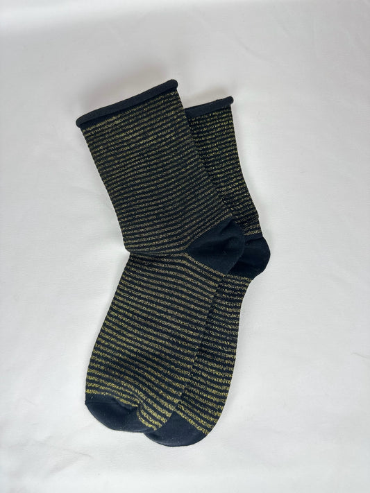 Calcetines Mujer Purpurina Rayas Dorado