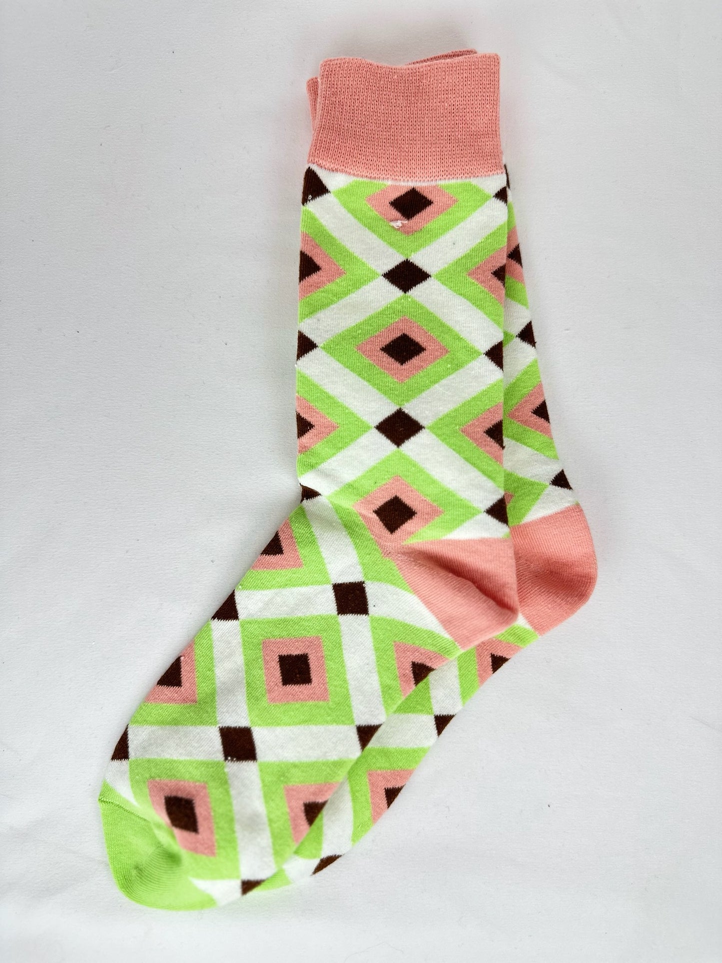 Calcetines Mujer Geométrico Con Puntera Rosa Salmón