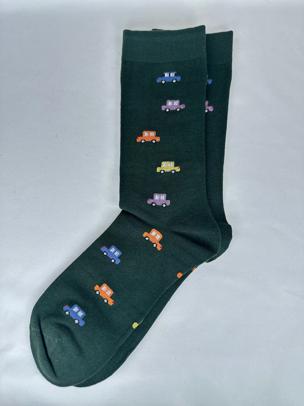 Calcetines Hombre Verde Coches