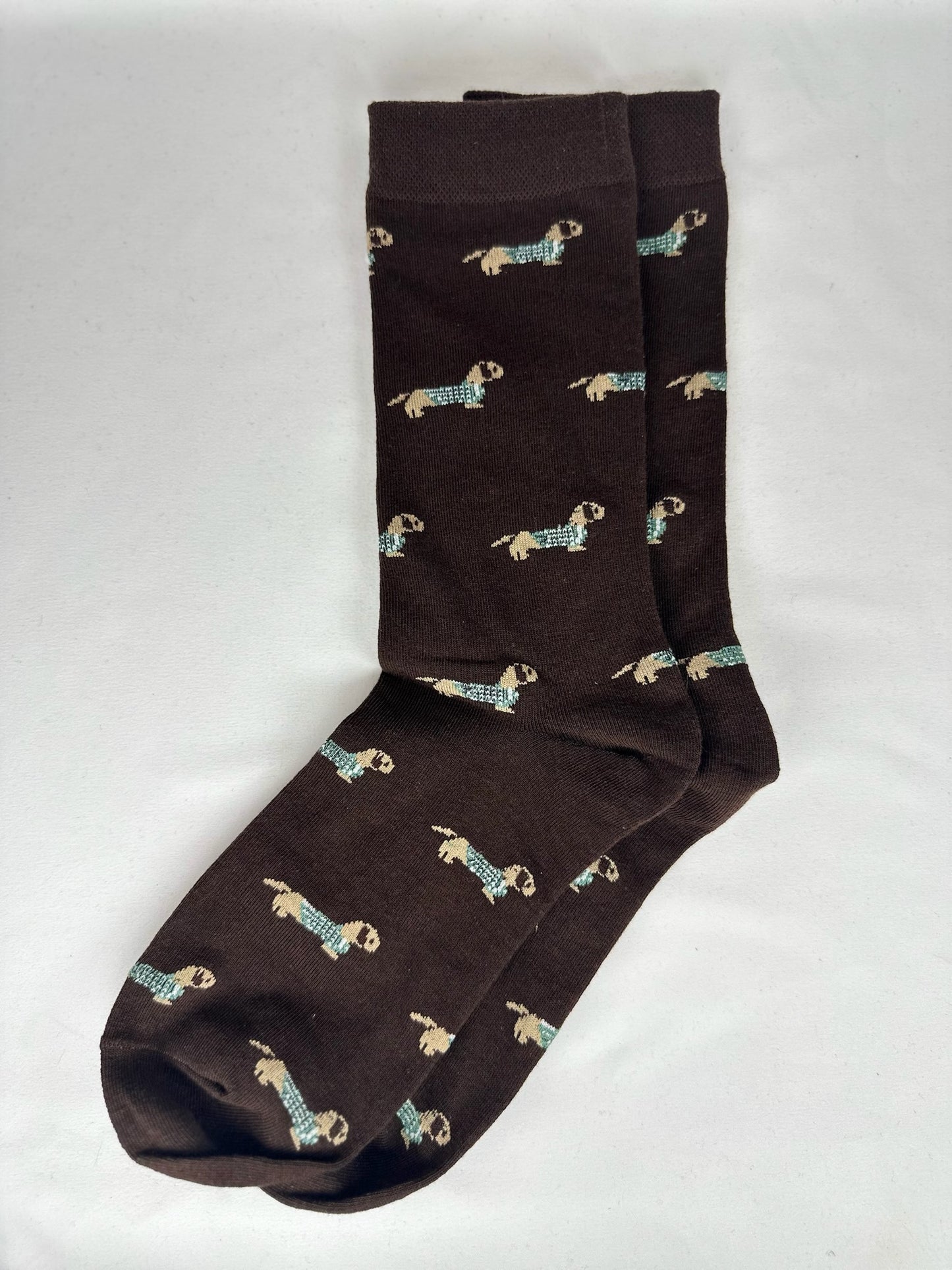 Calcetines Hombre Marrón Perro Salchicha Teckel