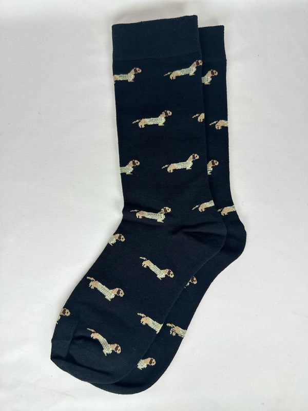 Calcetines Hombre Azul Marino Perro Salchicha Teckel