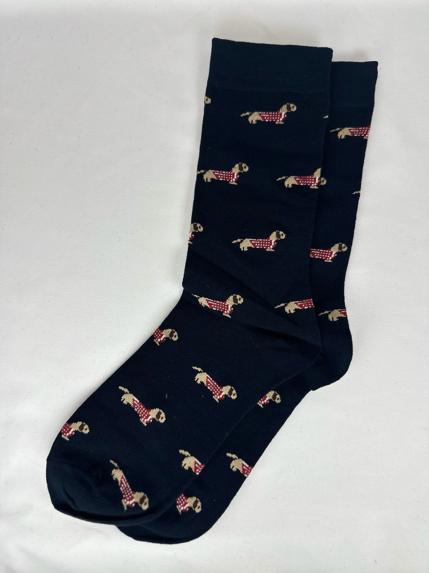 Calcetines Hombre Negro Perro Salchicha Teckel