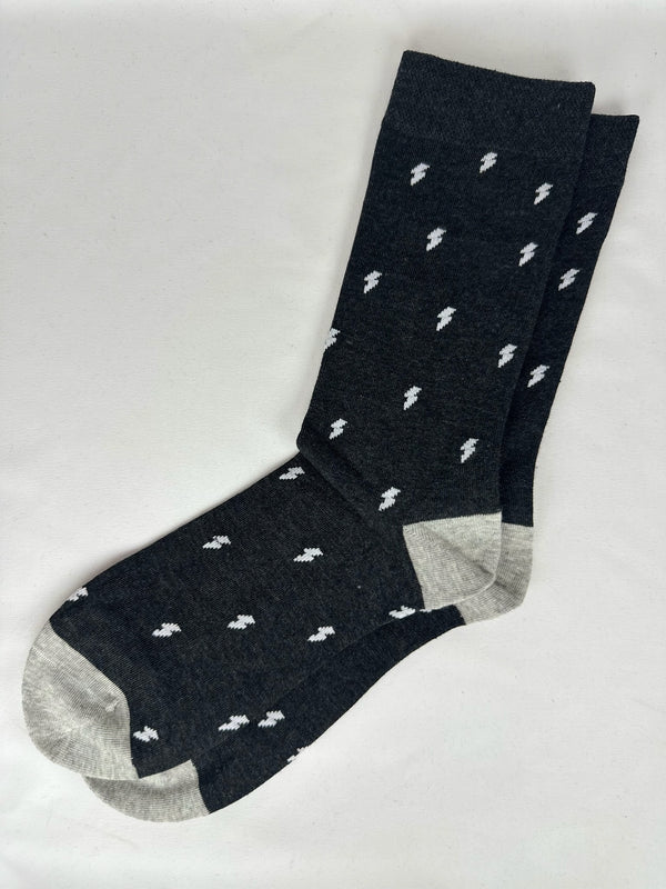 Calcetines Hombre Gris Rayos Blancos