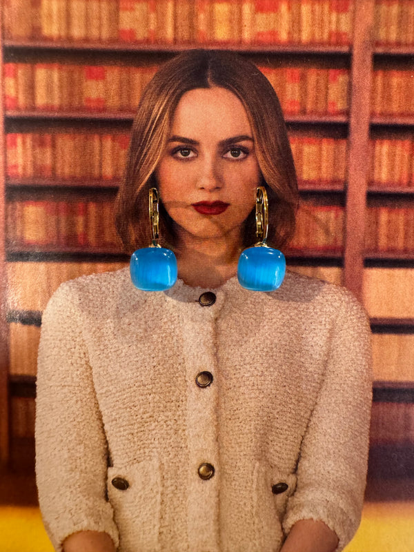 Pendientes Estilo Pomellato Turquesa Oscuro