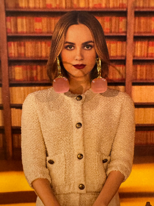 Pendientes Estilo Pomellato Rosa Oscuro Barbie