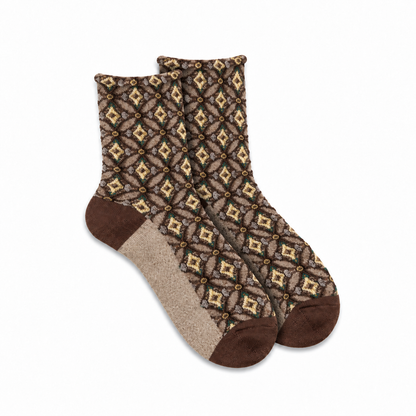 Calcetines Mujer Rombos Fruncidos Bordados