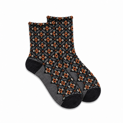Calcetines Mujer Rombos Fruncidos Bordados