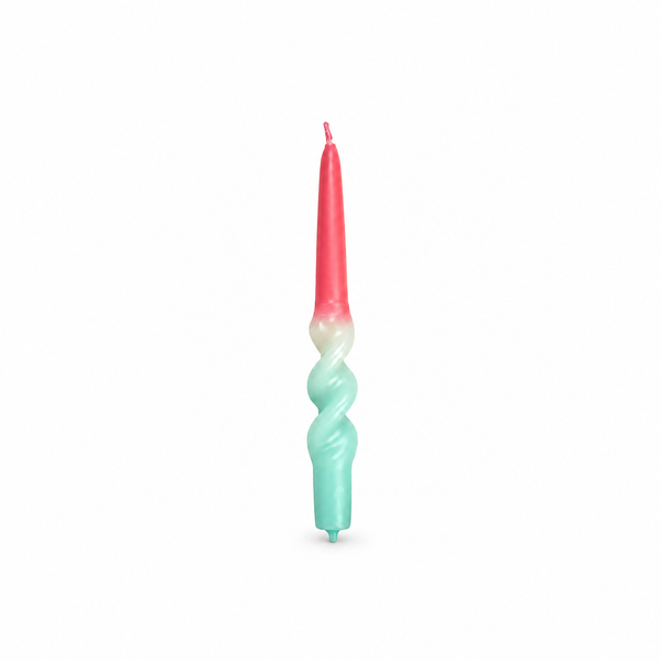 Vela de Candelabro Espiral bicolor roja y azul