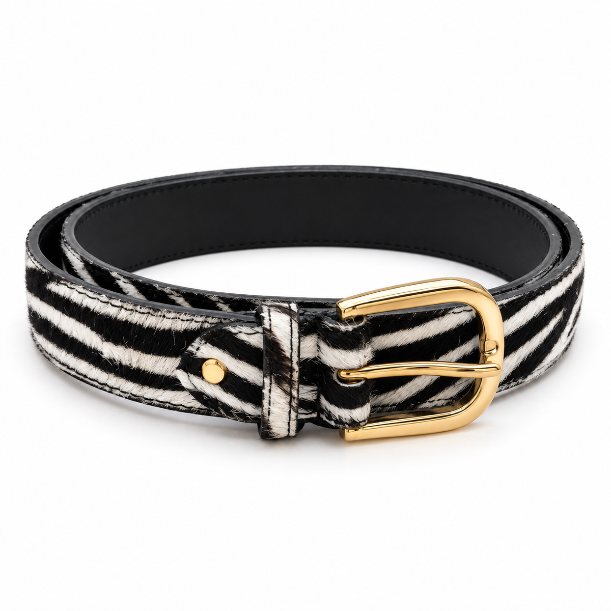 Cinturón Piel Pelo Animal Print Cebra