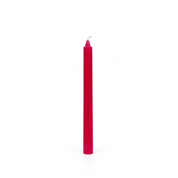 Vela de Candelabro Estampada Roja Rayas Verticales Fucsia
