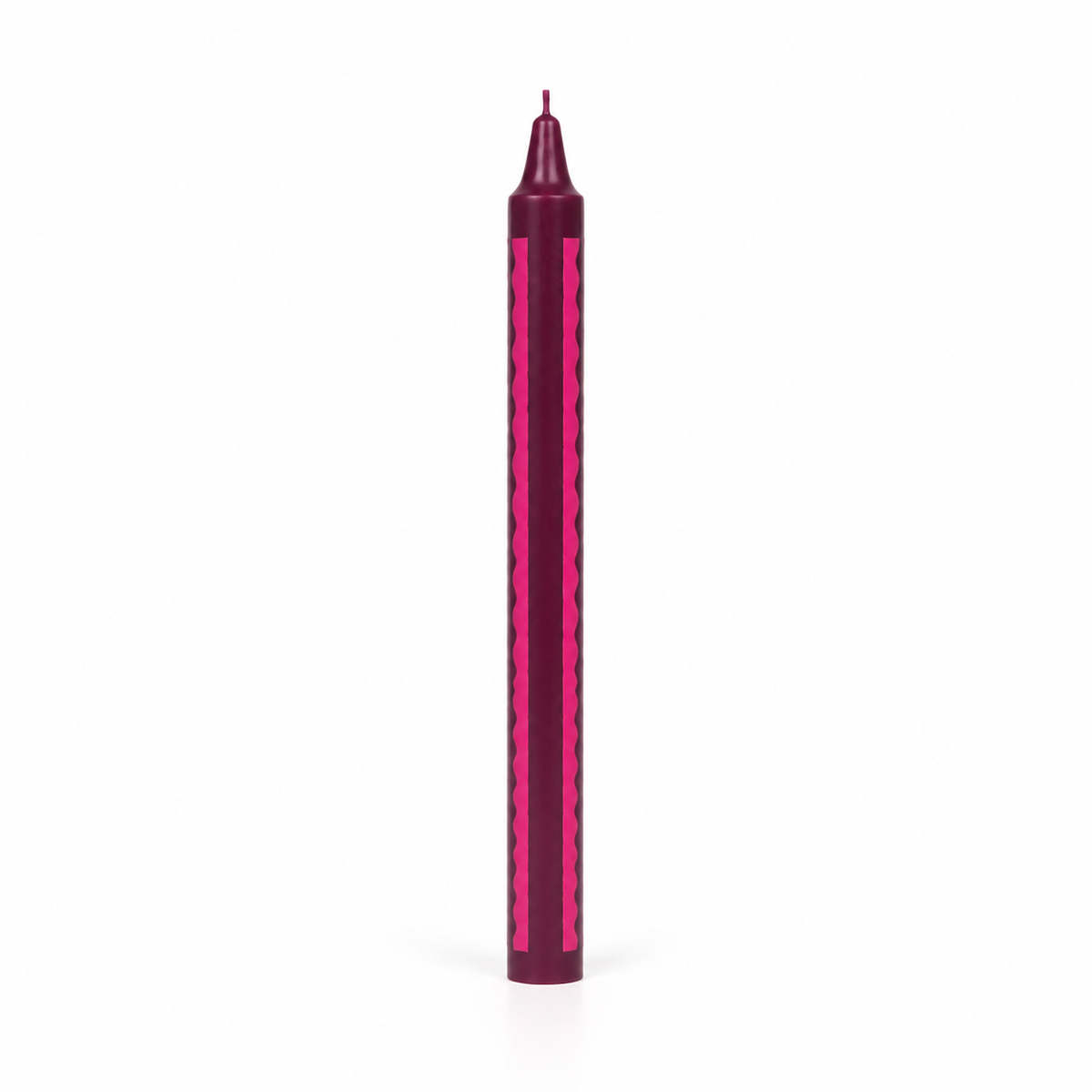 Vela de Candelabro Estampada Morado Rayas Ondas Fucsia