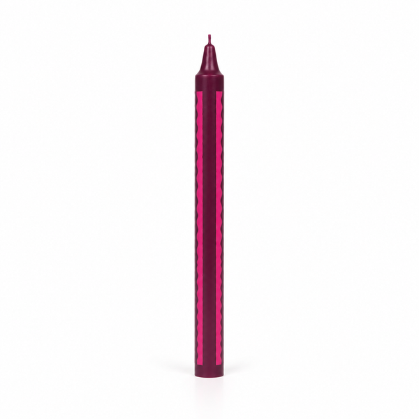 Vela de Candelabro Estampada Morado Rayas Ondas Fucsia