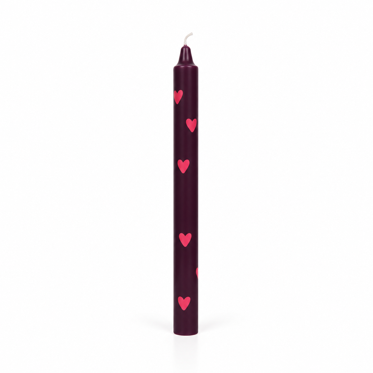 Vela de Candelabro Estampada Morado Corazón Rojo