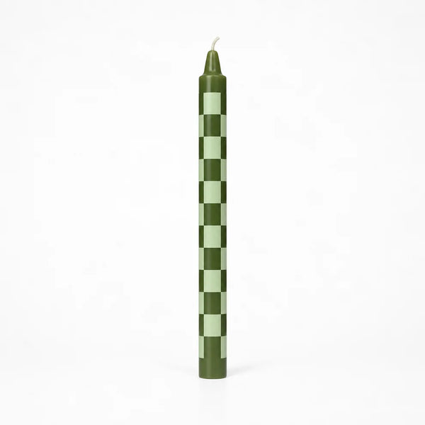 Vela de Candelabro Estampada Damero Cuadros Verde