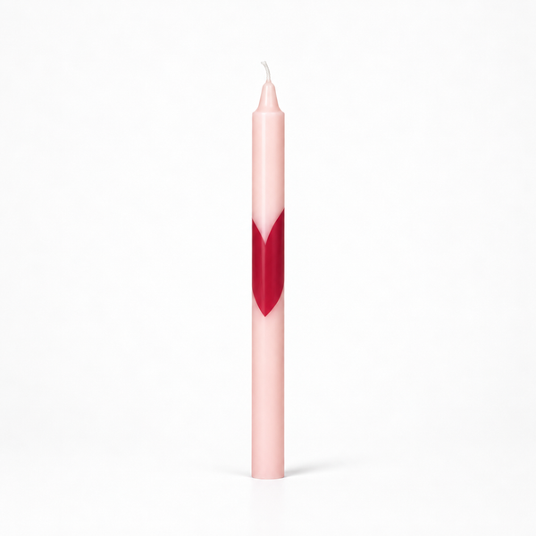 Vela de Candelabro Estampada Crudo Corazón Grande