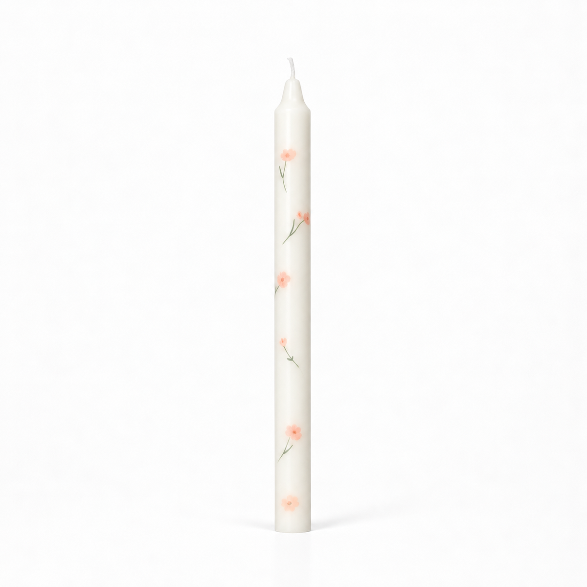 Vela de Candelabro Estampada Blanca Flores Fresa