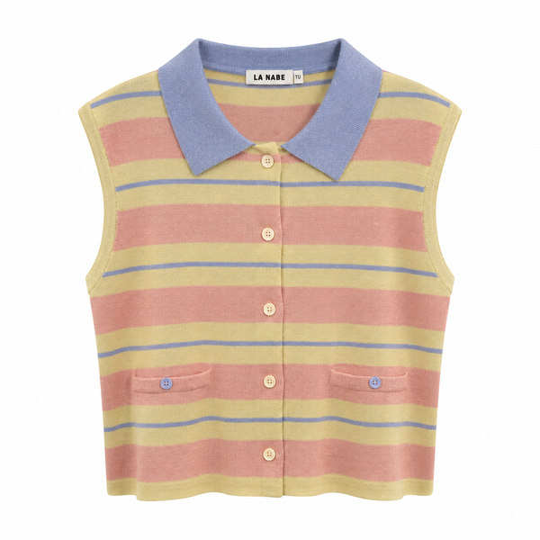 Chaleco con Cuello Bebé Rayas Lúrex
