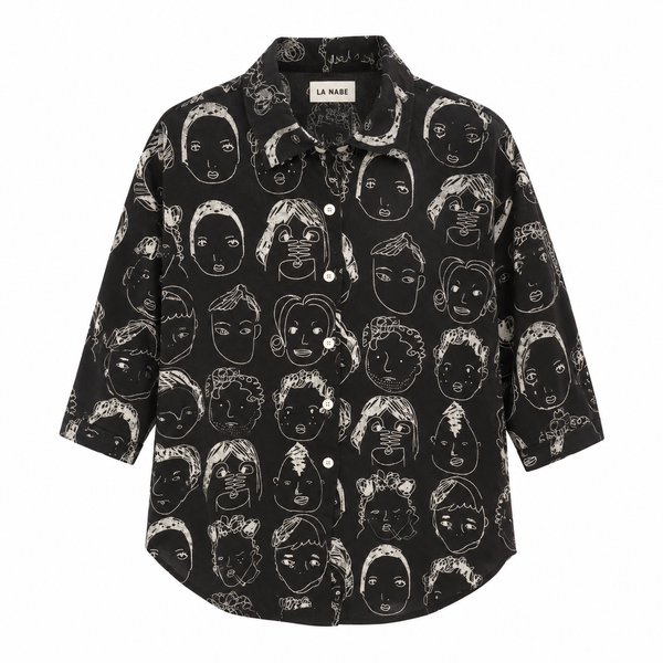 Camisa o Blusa Negra con Caras