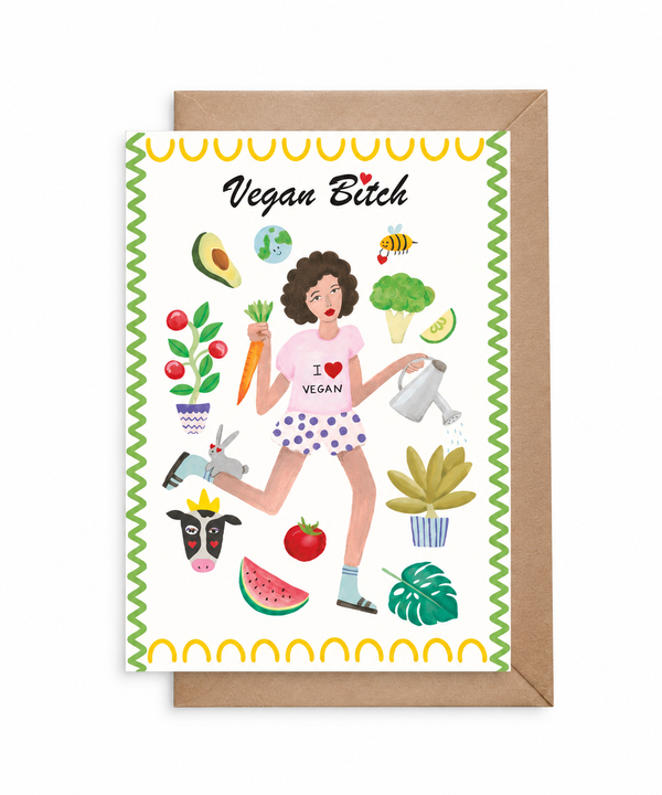 A6 Tarjeta o Postal con Sobre Vegan Bitch