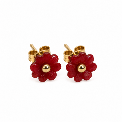 Mini Pendientes Flor Imitación Nácar