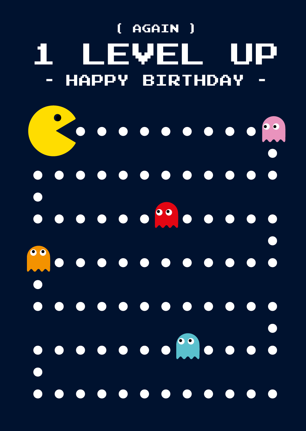 Tarjeta de cumpleaños Pac Man: sube de nivel
