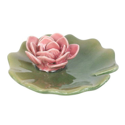 Portainciensos Flor Nenúfar Rosa y Verde