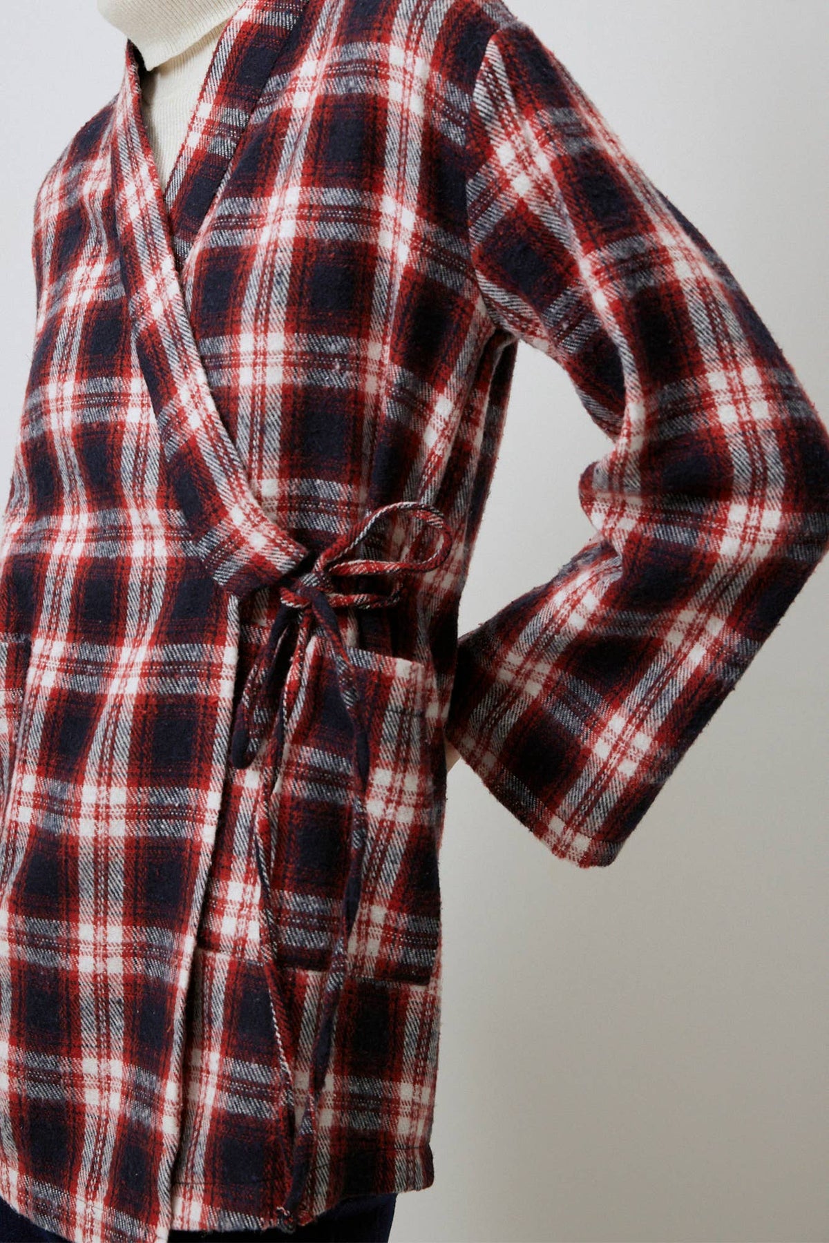 Chaqueta Kimono de Cuadros con Lazo