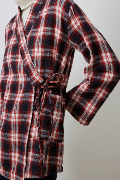 Chaqueta Kimono de Cuadros con Lazo