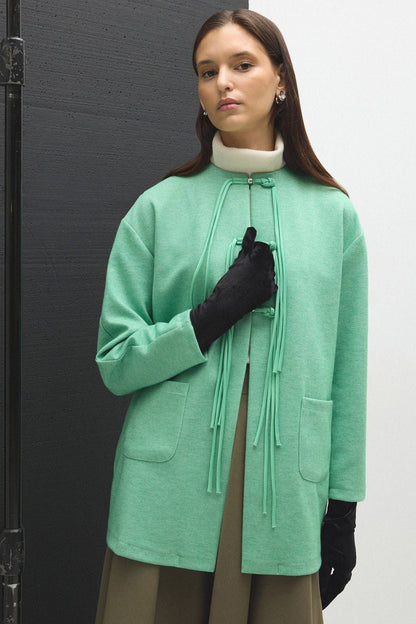 Chaqueta Verde Agua con Cordones