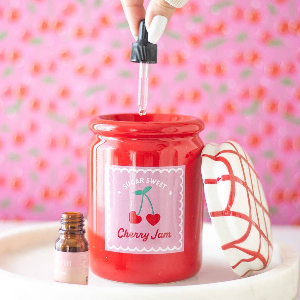 Lámpara Aromática de Cerámica, Quemador Aceites Esenciales Cera Wax Melts Tarro Mermelada
