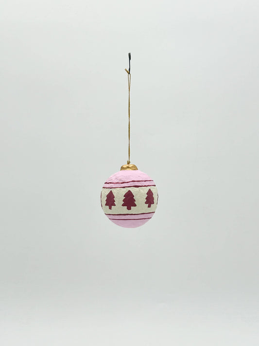 Adorno de bola colgante de algodón de Navidad en rosa/blanco