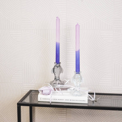Candelabro Portavelas Pez Vidrio Transparente
