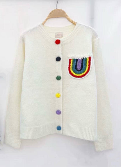 Chaqueta Cardigan Azul Marino con Bolsillo Arco Iris