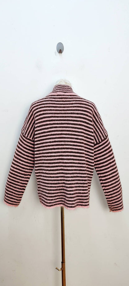 Jersey de rayas con cremallera rosa y rojo