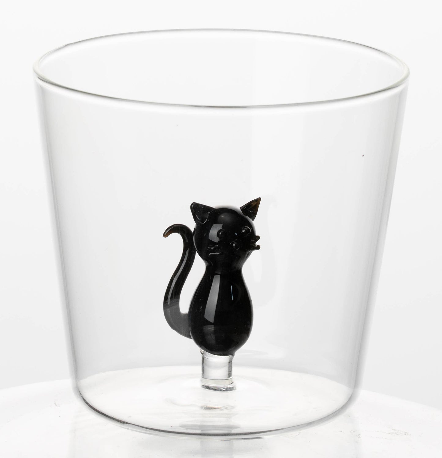 Vaso Vidrio Figura Dentro Gato Negro