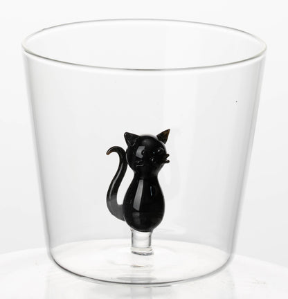 Vaso Vidrio Figura Dentro Gato Negro