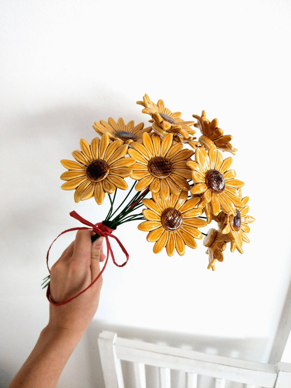 Flor Cerámica Girasol Amarillo